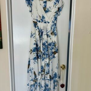 Lulu's Blue Floral High Low Dress